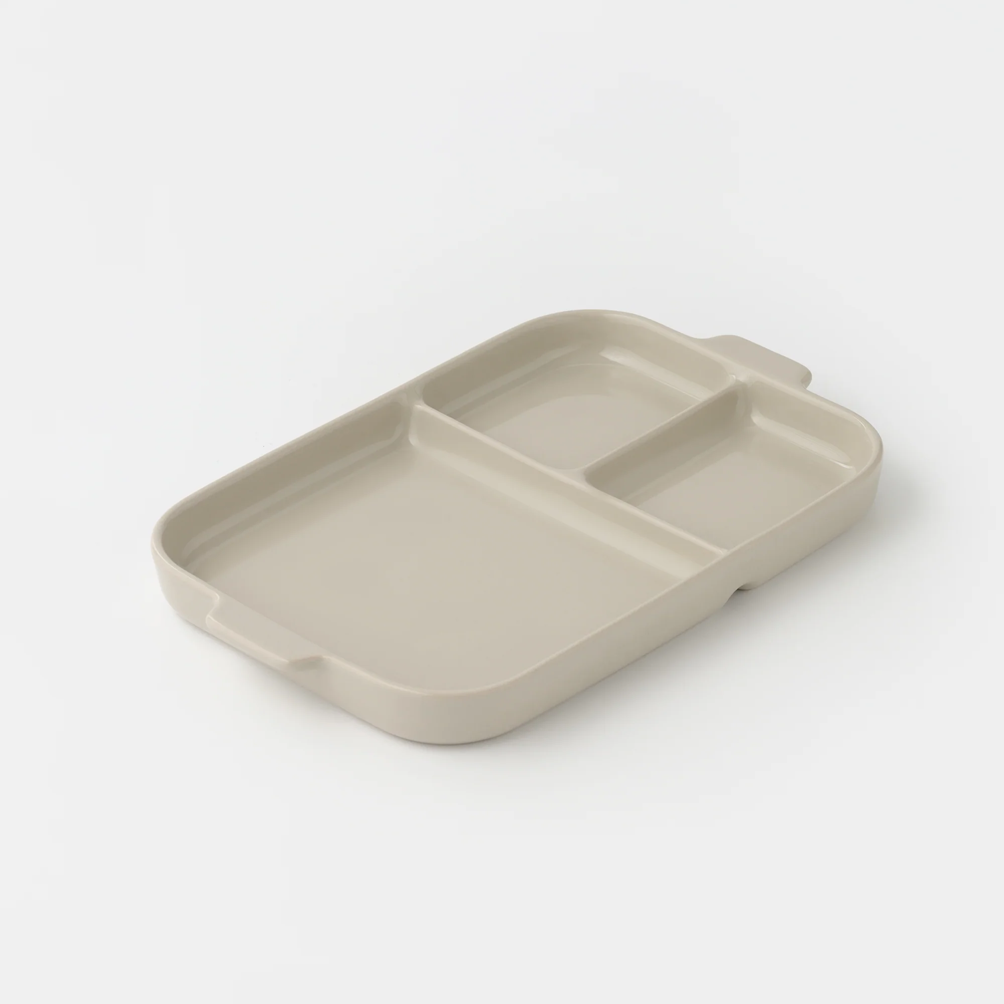 Stoneware Divided Plate - Gray Beige - Image 4