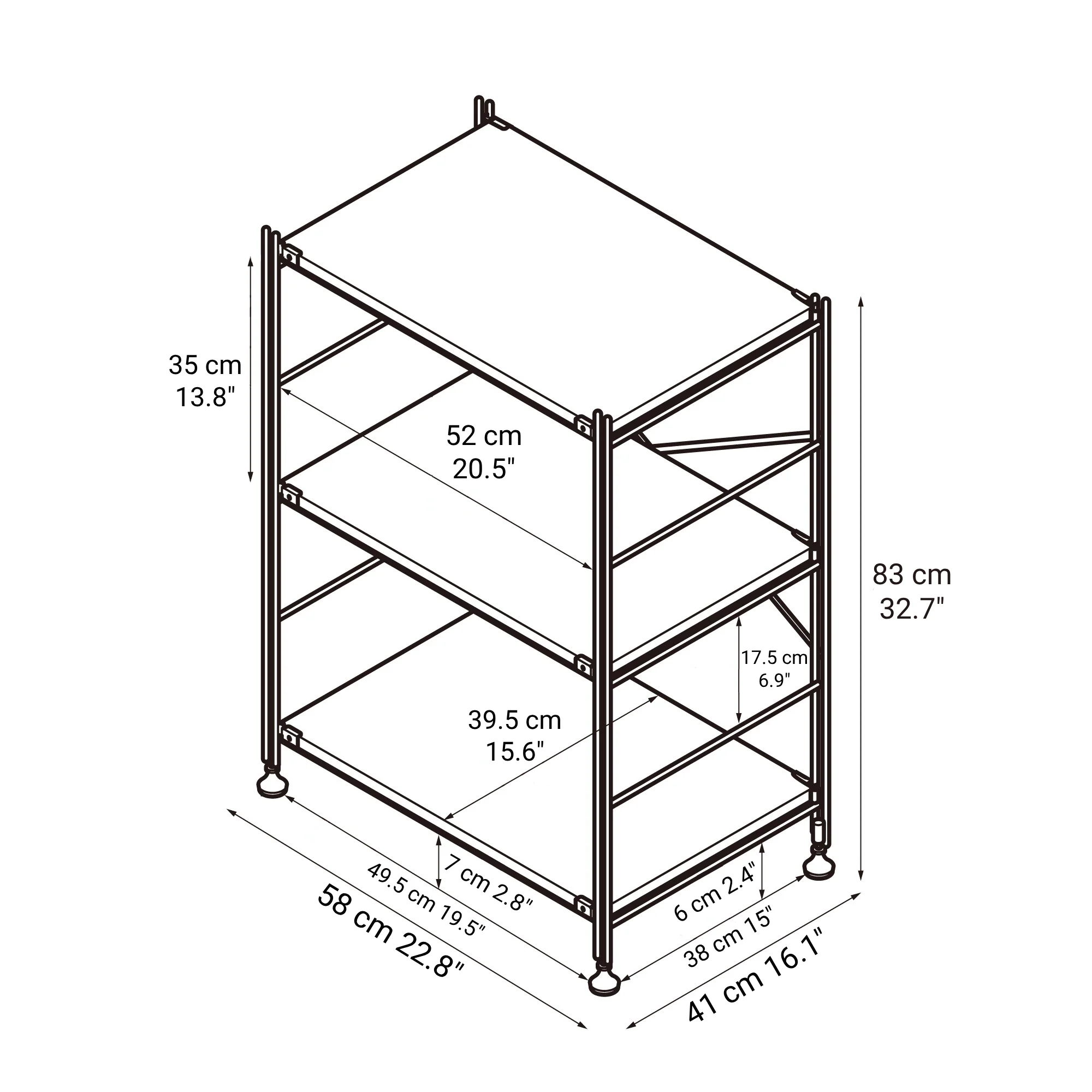 SUS Shelving Unit - Stainless Steel - Regular - Small - Image 3