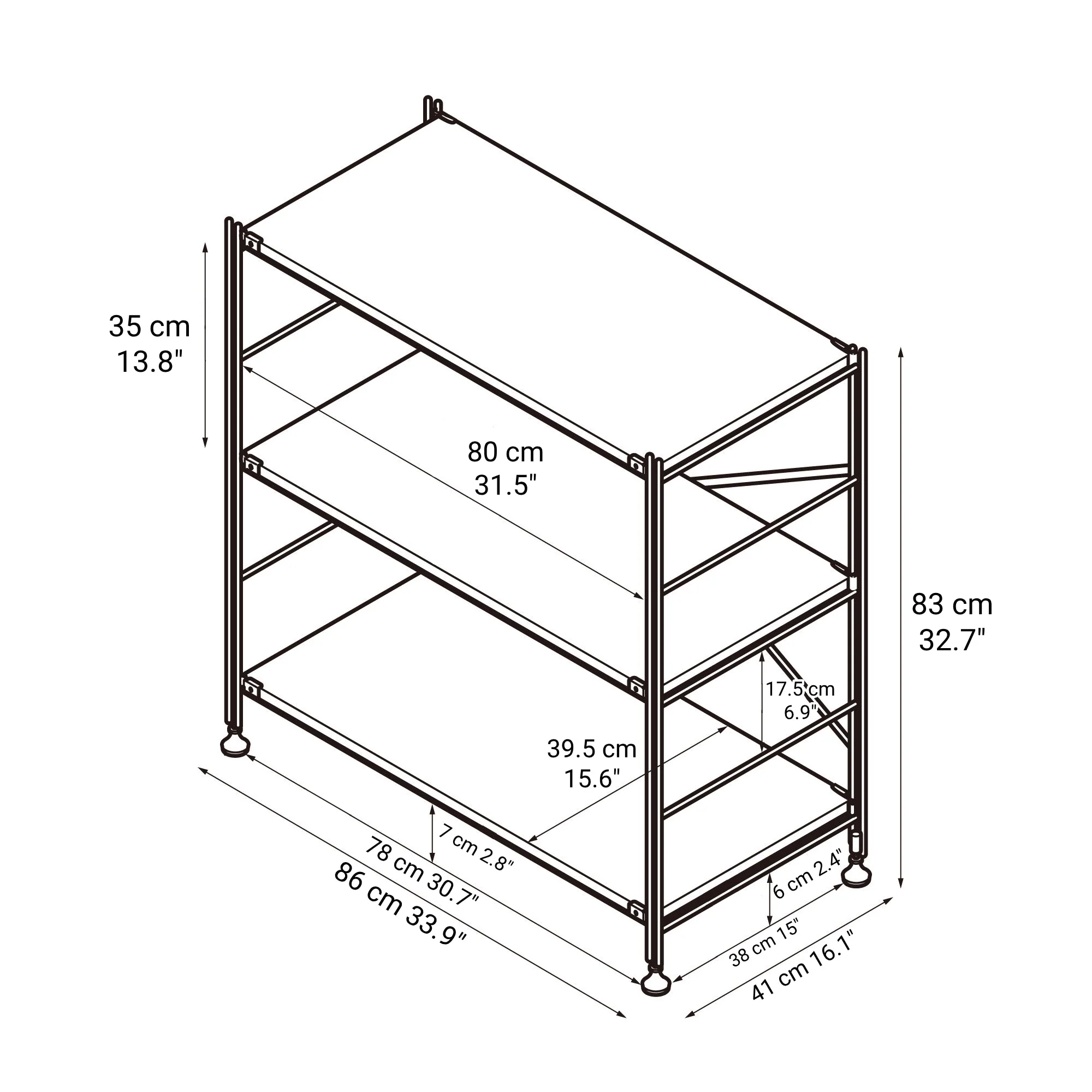 SUS Shelving Unit - Stainless Steel - Wide - Small - Image 2