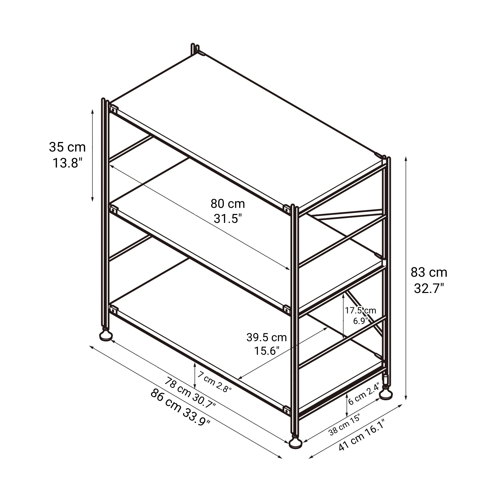 SUS Shelving Unit - White Gray - Wide - Small - Image 3