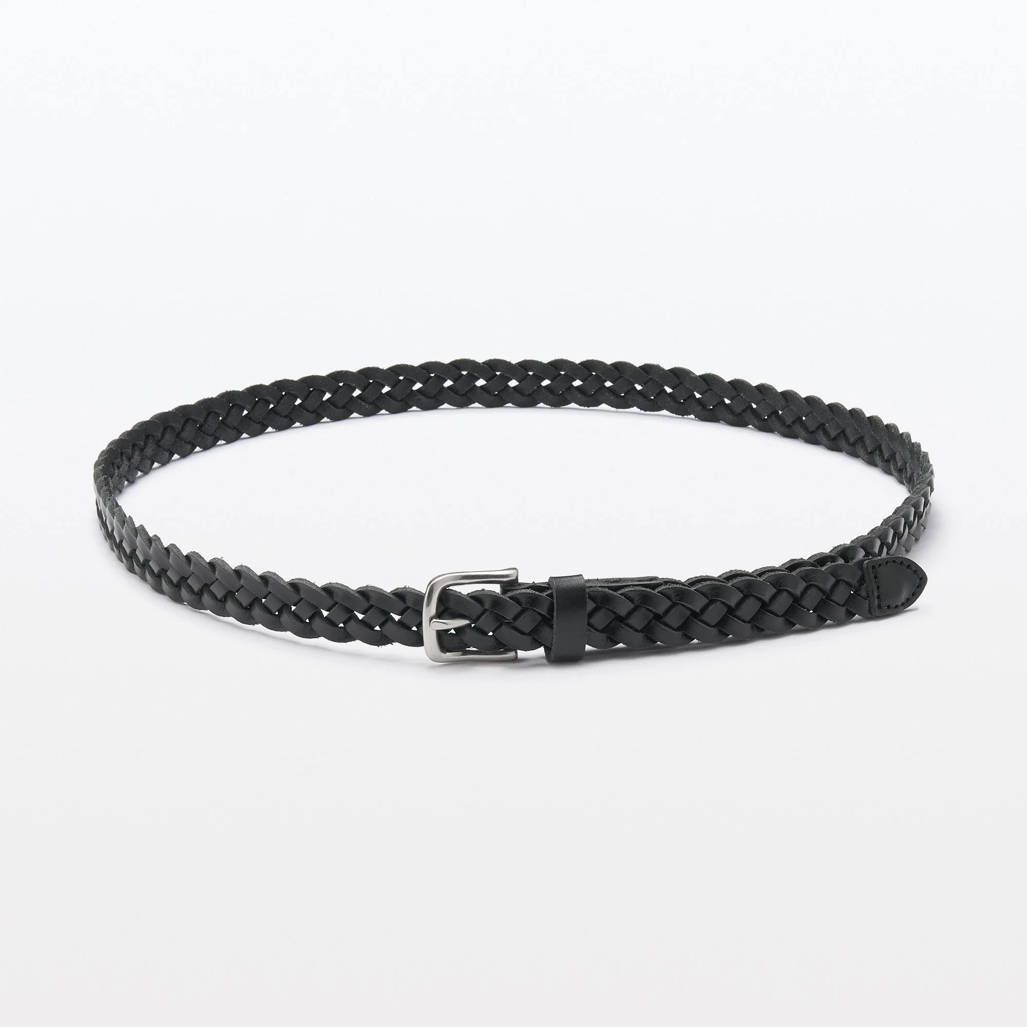 Vegetable Tannin Leather Hand-Knitted Skinny Belt - Image 5