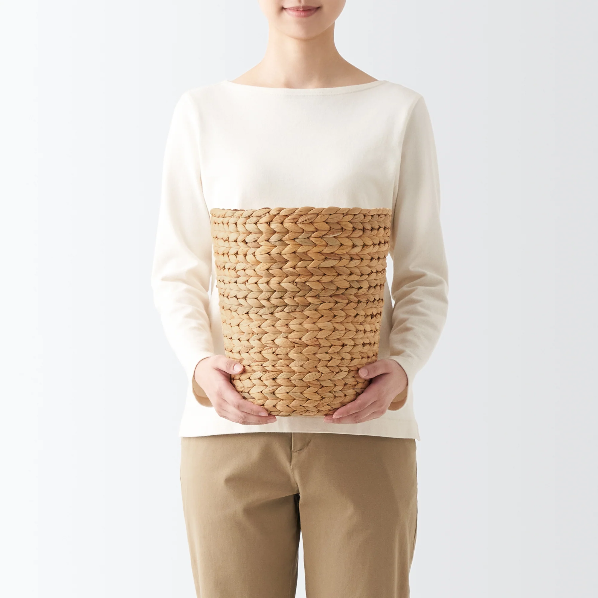 Water Hyacinth Basket - Round - Deep Dia. 10.2 x H11.8" - Image 2