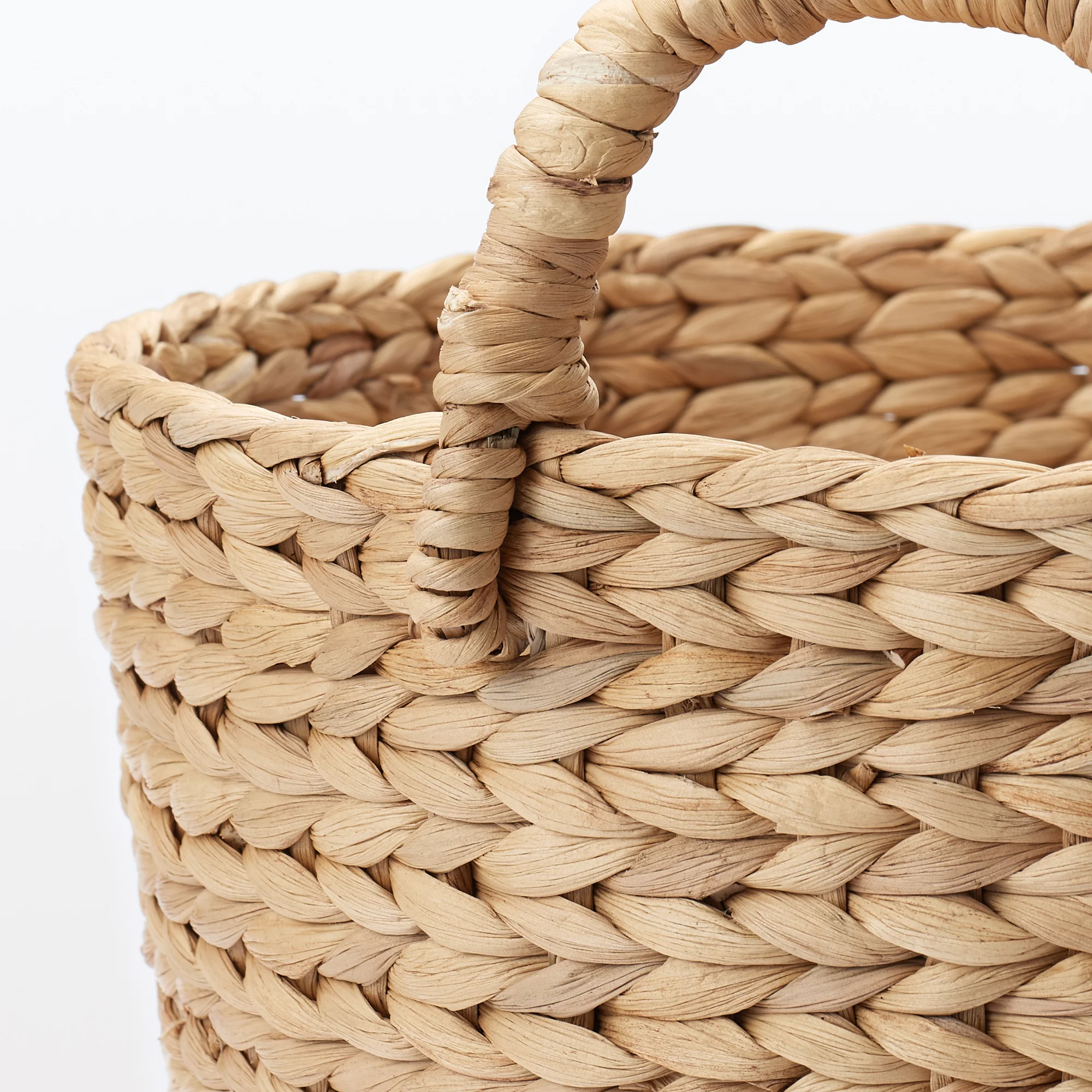 Water Hyacinth Basket with Handles - Round - Small Dia. 14.6 x H10.2" - Image 6