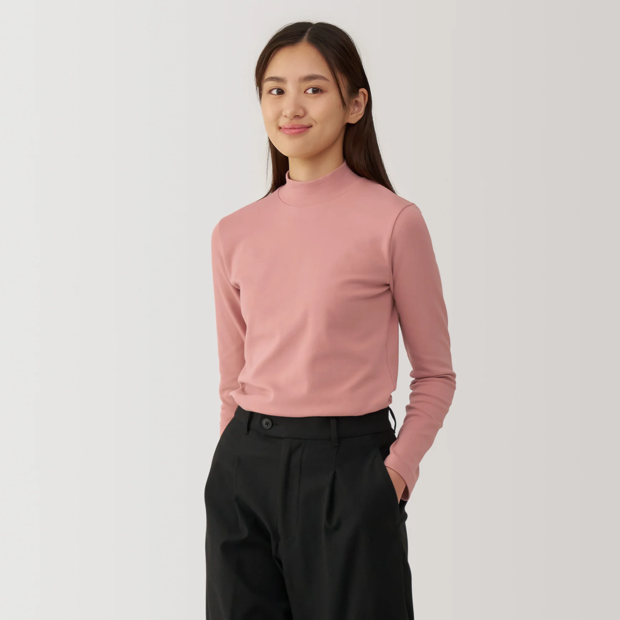 Women's Brushed Ribbed High Neck Long Sleeve T-Shirt - Image 11