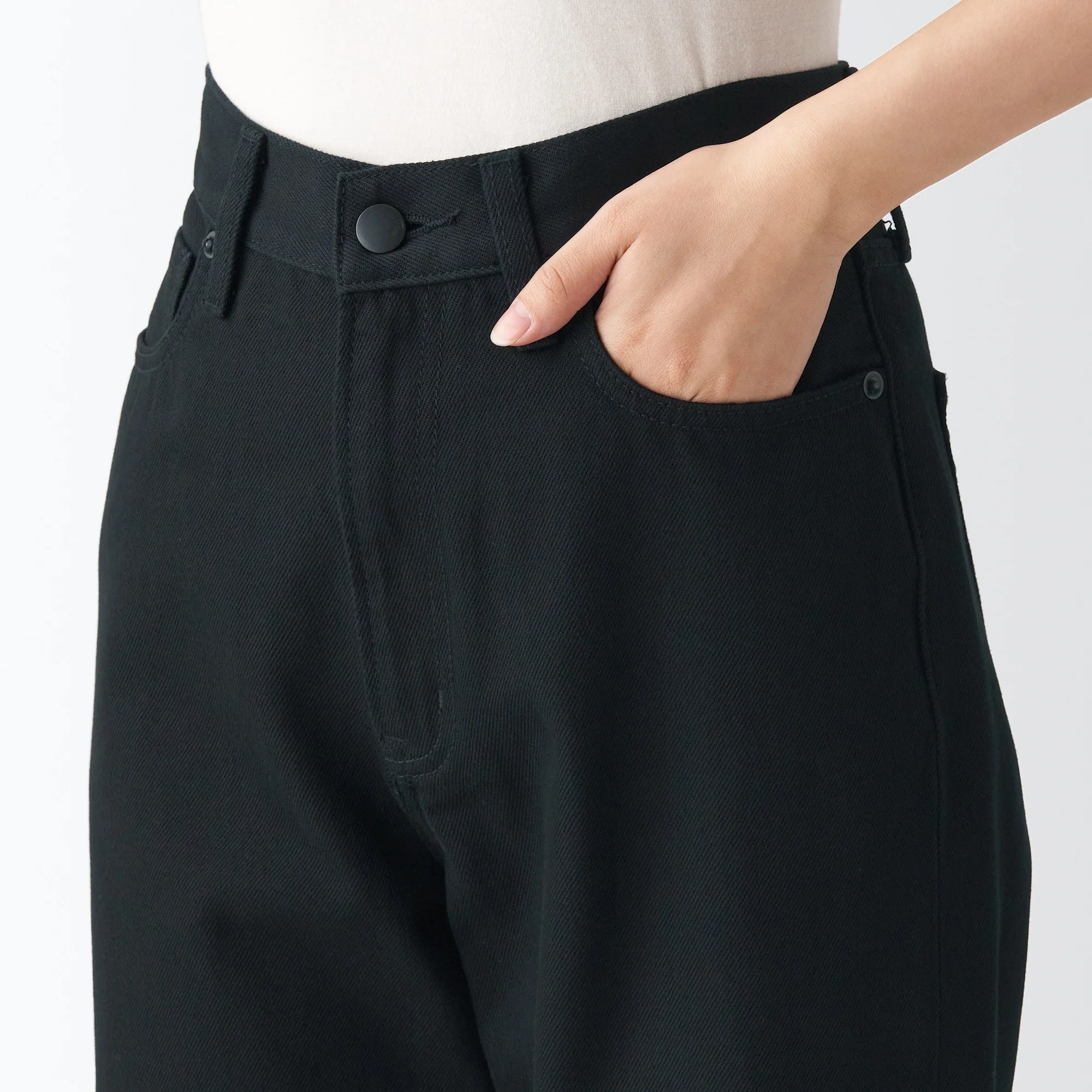 Women's Denim Regular Pants Black (L 30inch / 77cm) - Image 8
