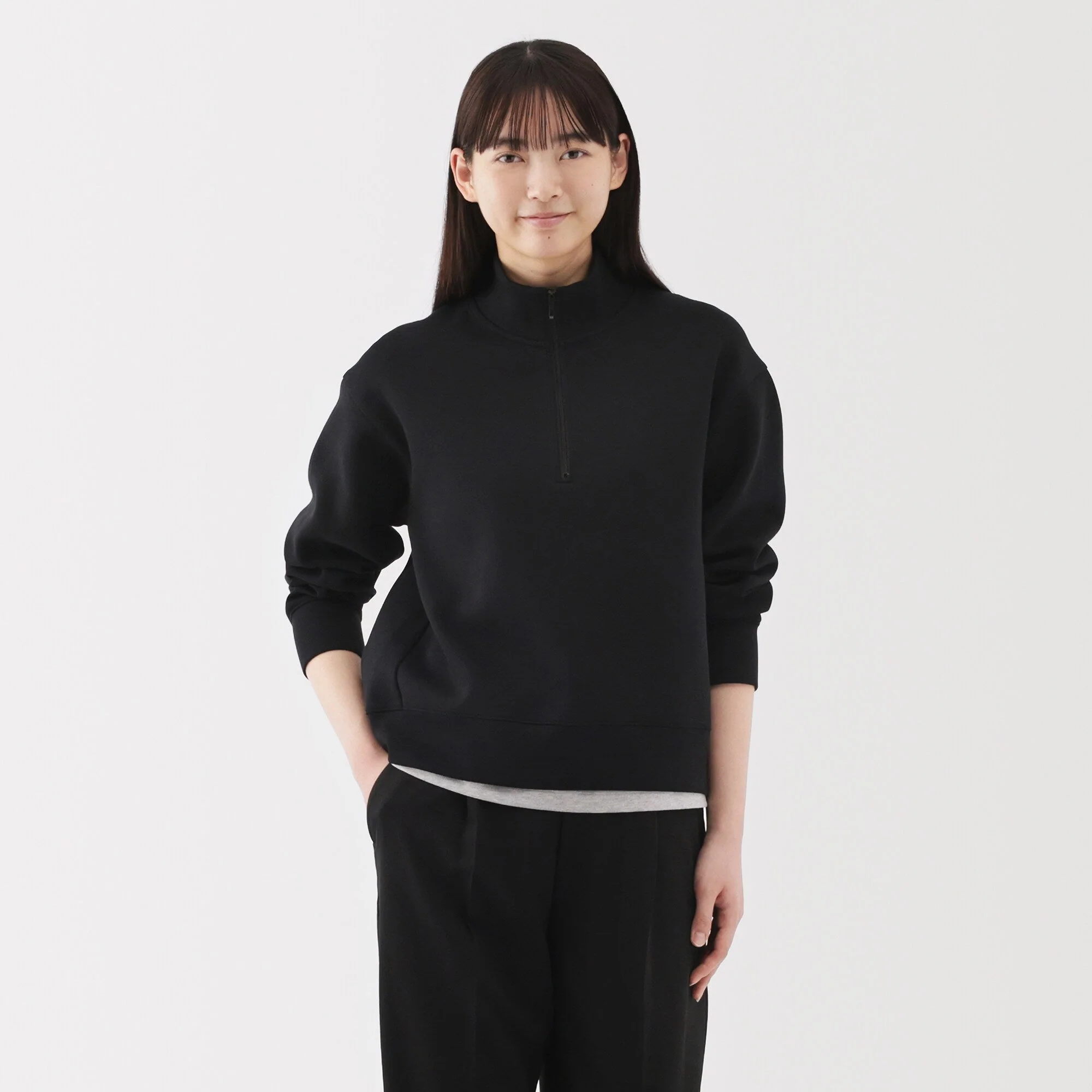 Women's Double Knitted Half Zip Sweatshirt - Image 10