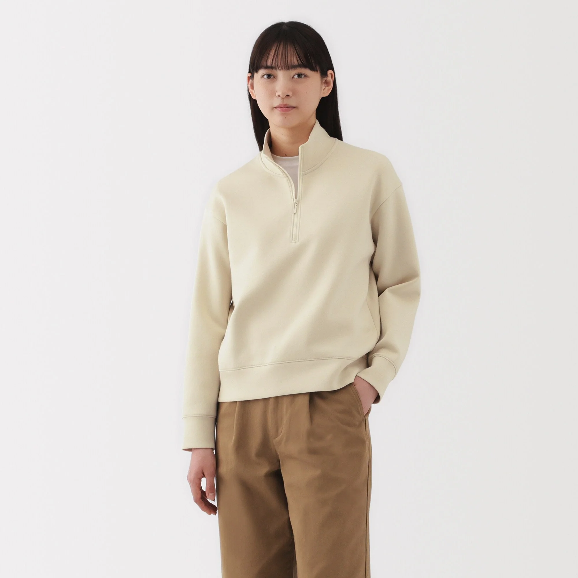 Women's Double Knitted Half Zip Sweatshirt - Image 17