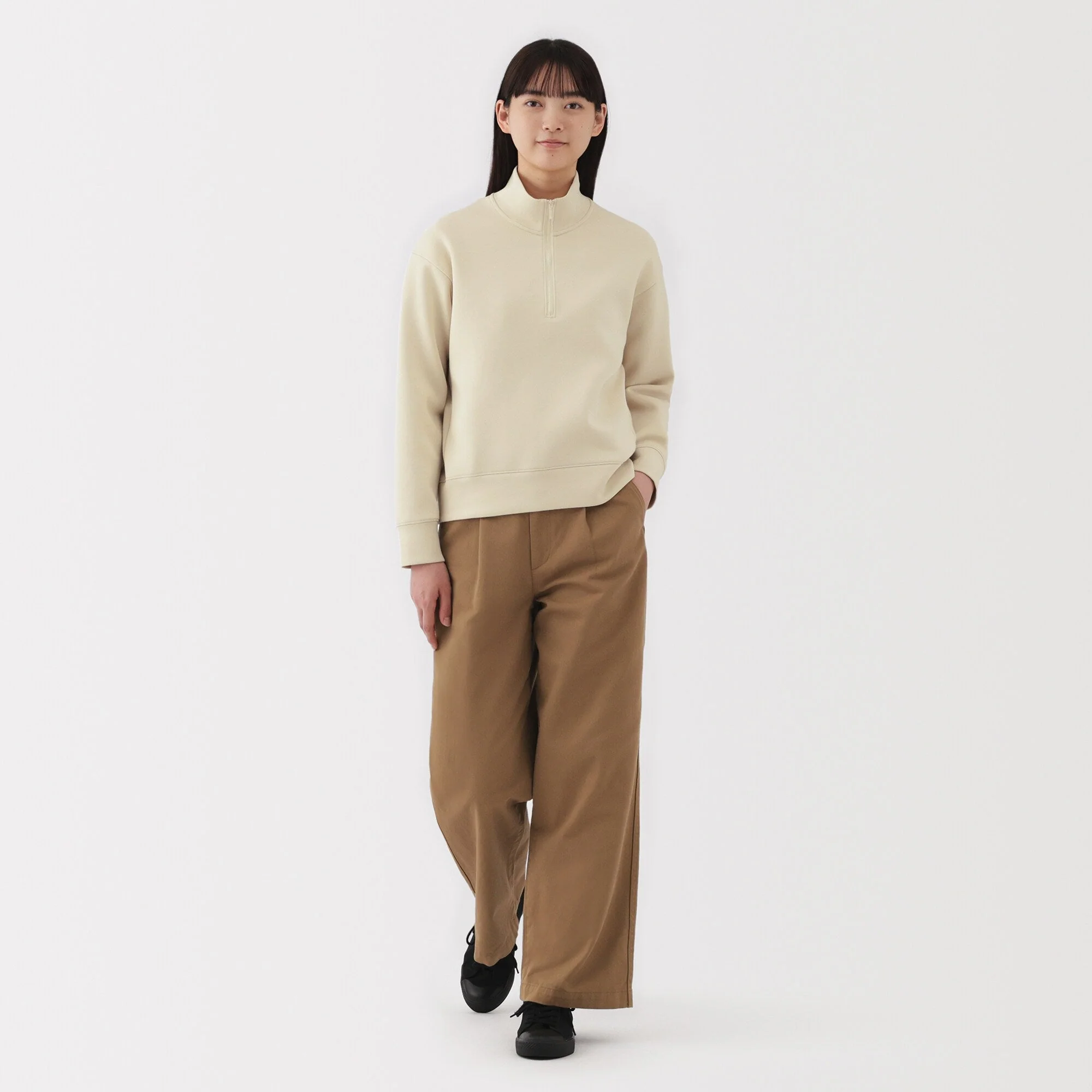 Women's Double Knitted Half Zip Sweatshirt - Image 18