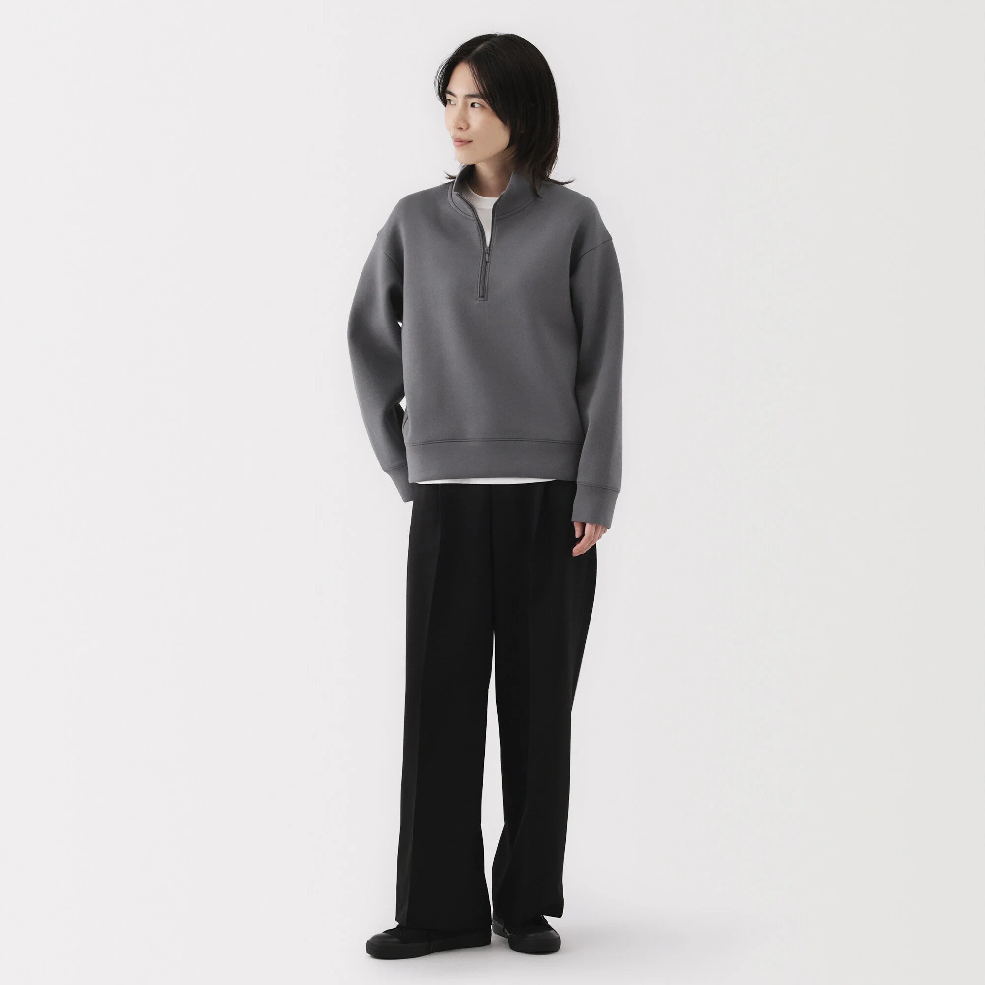Women's Double Knitted Half Zip Sweatshirt - Image 4
