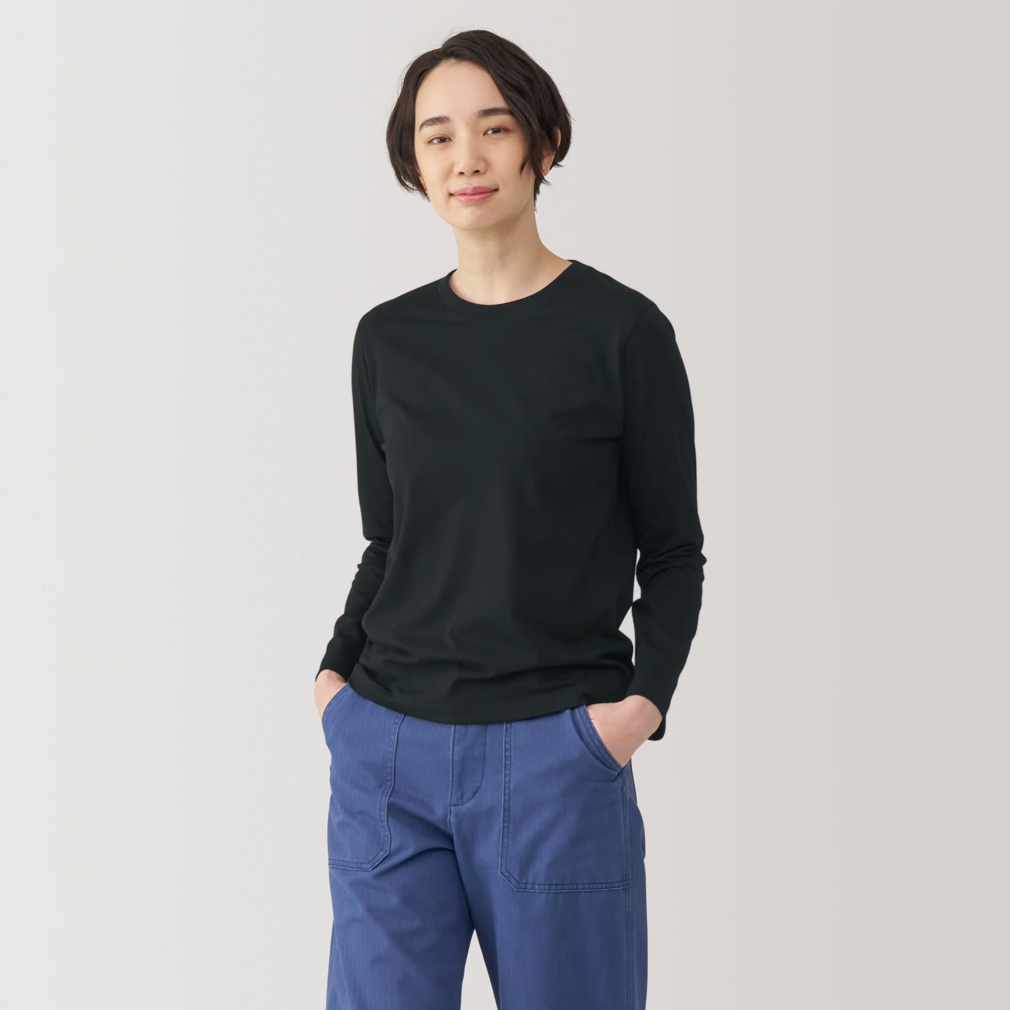 Women's Jersey Crew Neck Long Sleeve Striped T-Shirt