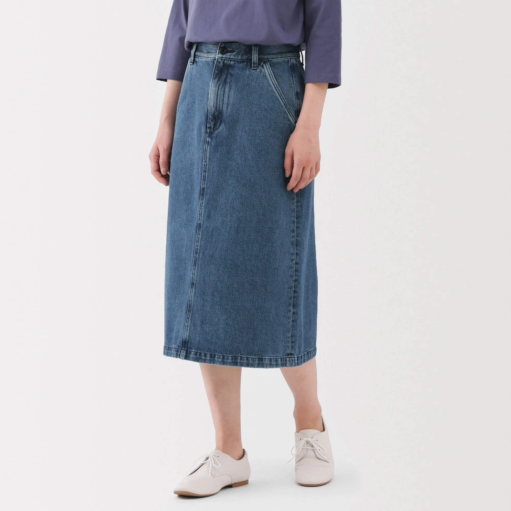 Kapok Blend Denim A-Line Skirt - Image 13