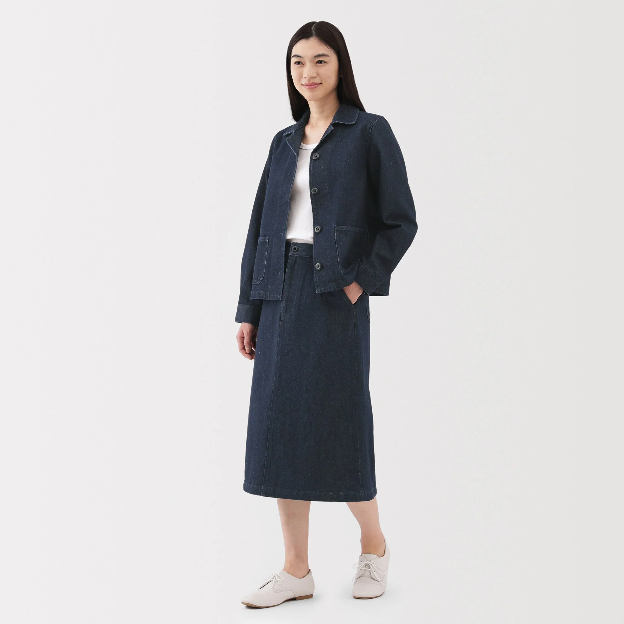 Kapok Blend Denim A-Line Skirt - Image 4