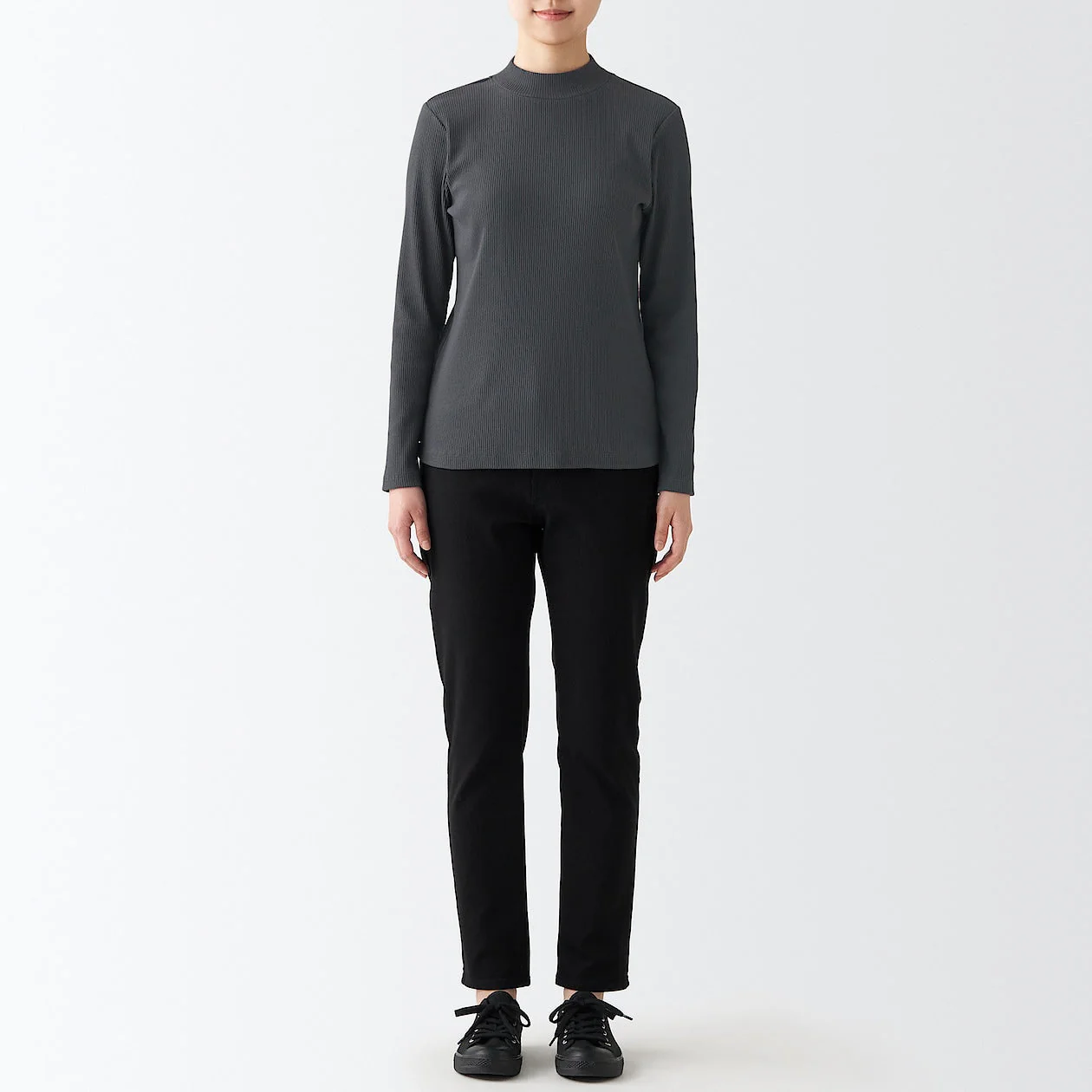Women's Stretch Ribbed High Neck T-Shirt - Image 16