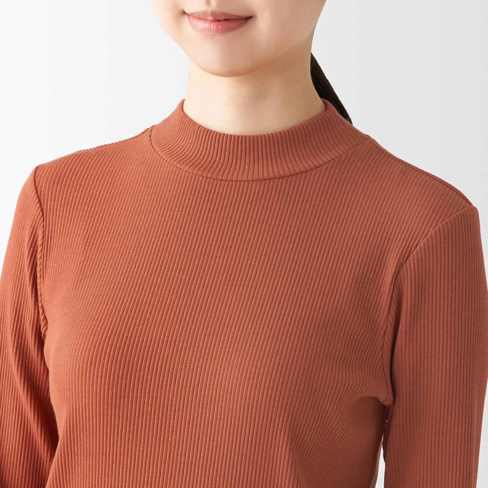Women's Stretch Ribbed High Neck T-Shirt - Image 35