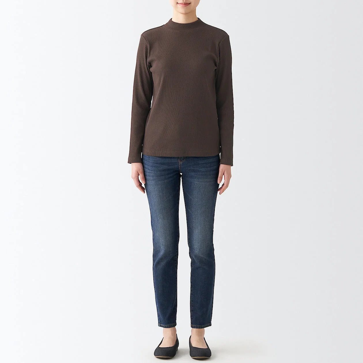 Women's Stretch Ribbed High Neck T-Shirt - Image 39