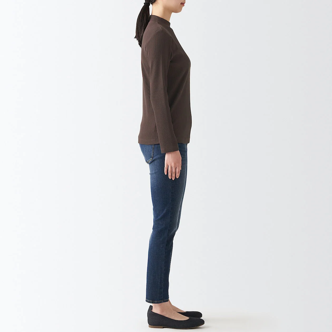 Women's Stretch Ribbed High Neck T-Shirt - Image 40