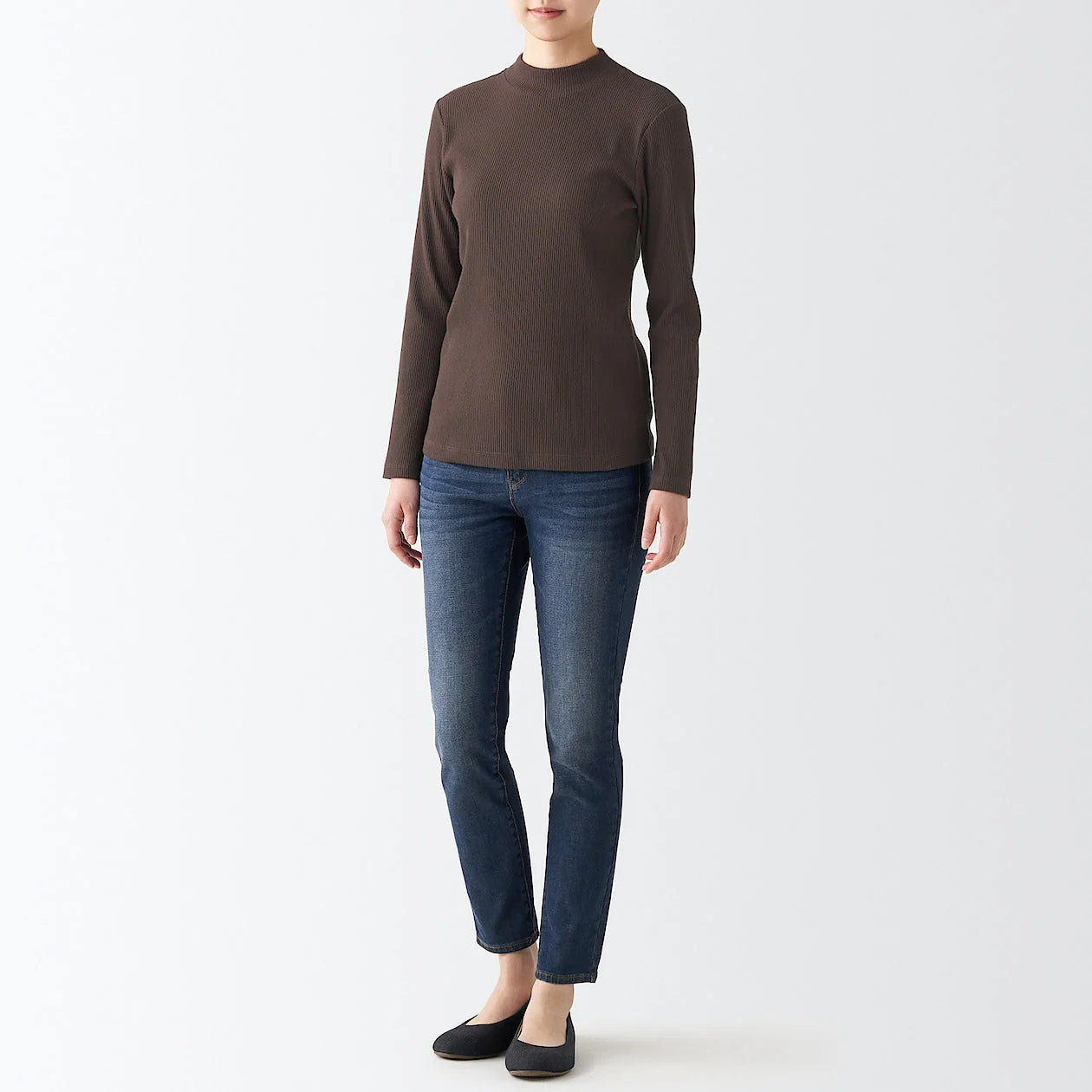 Women's Stretch Ribbed High Neck T-Shirt - Image 42