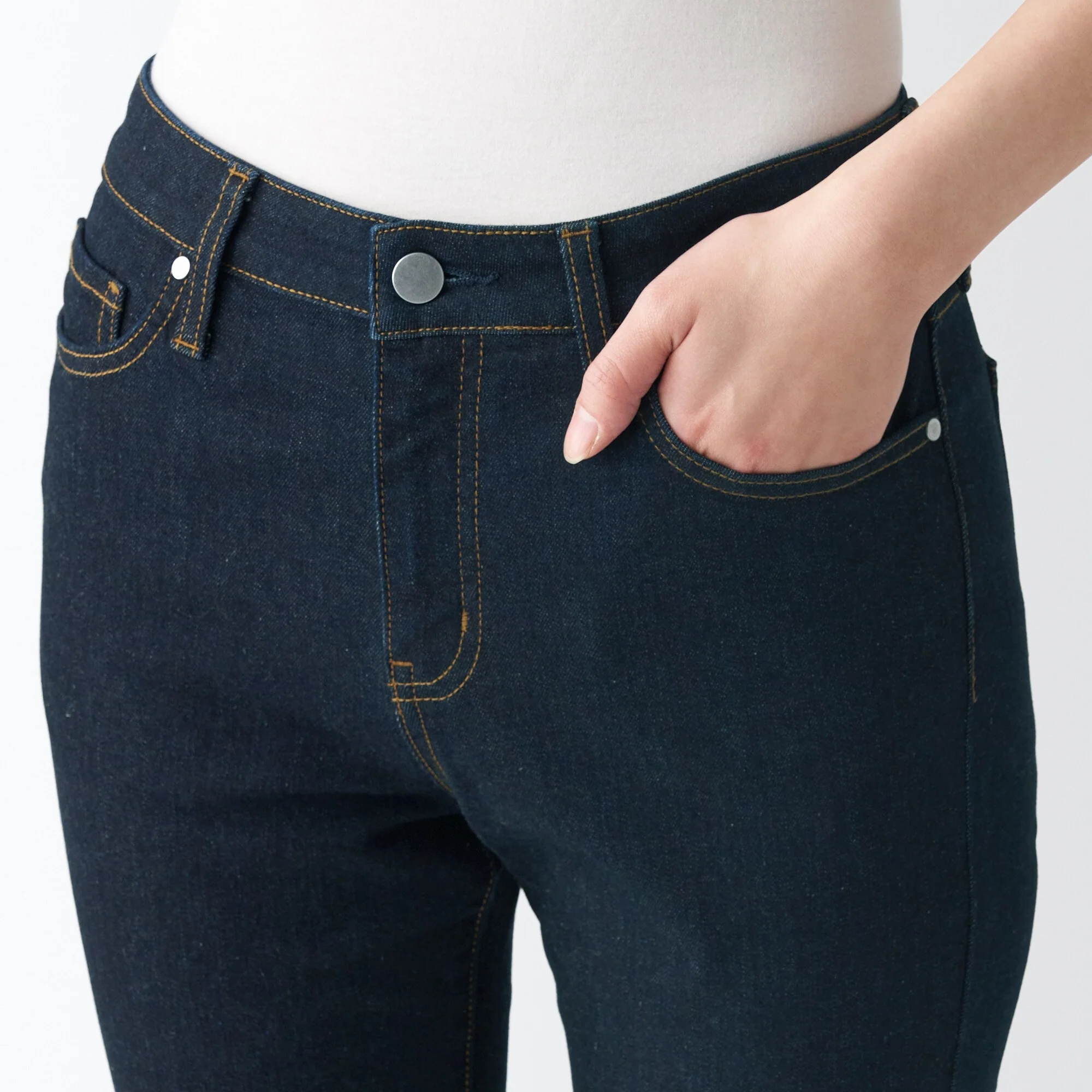 Women's Super Stretch Denim Skinny Pants Dark Navy (L 30" / 76 cm) - Image 7
