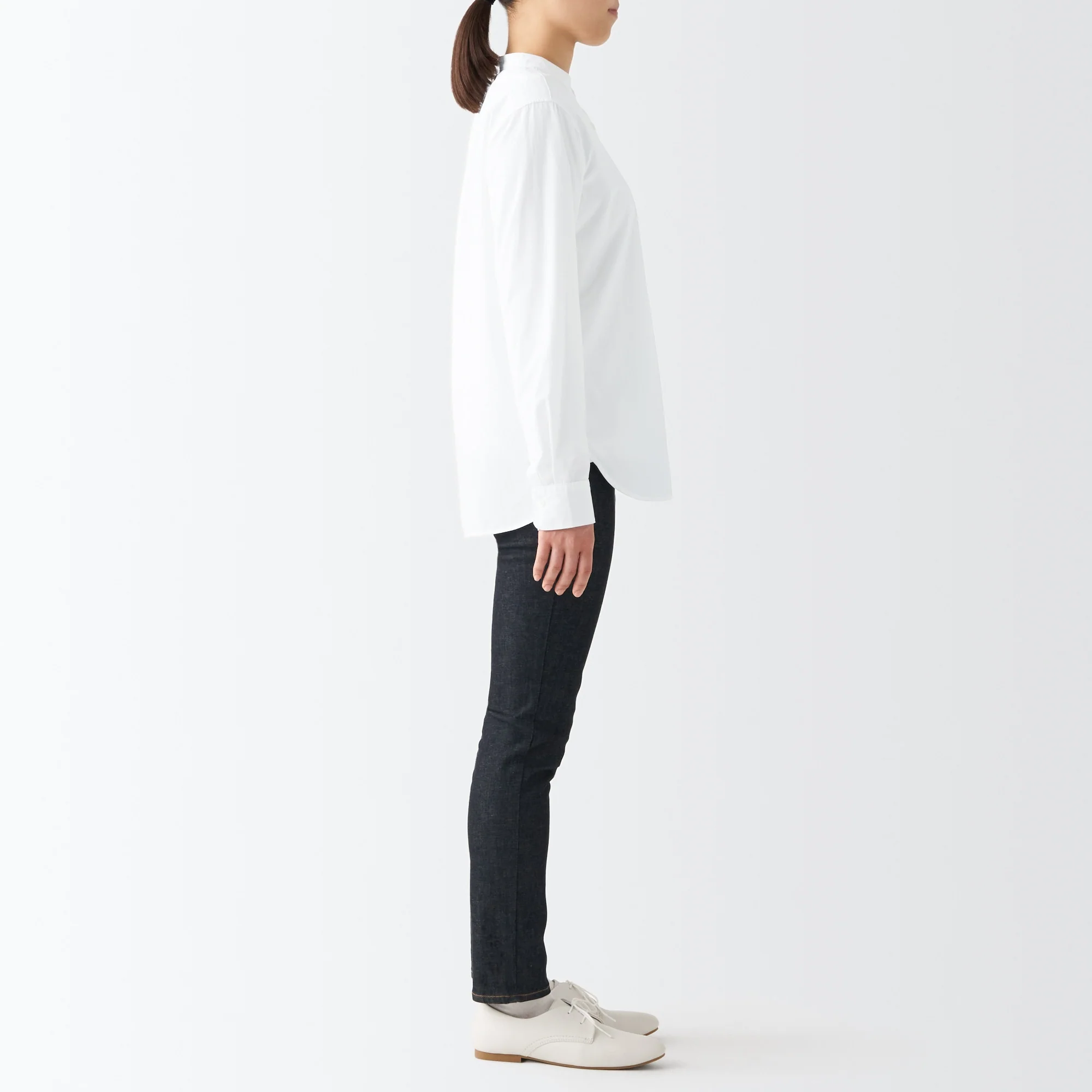 Women's Washed Broad Stand Collar Shirt - Image 4