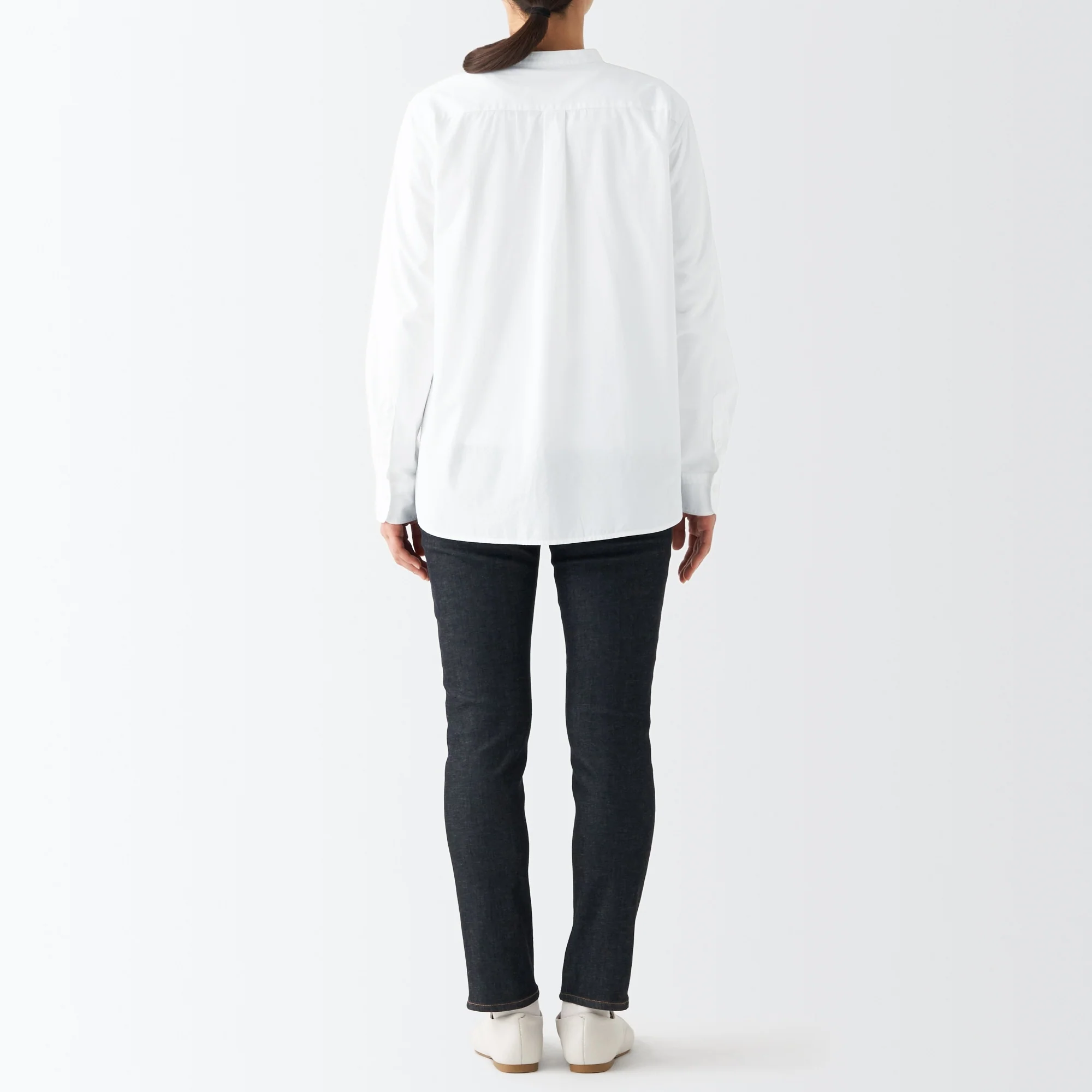 Women's Washed Broad Stand Collar Shirt - Image 5
