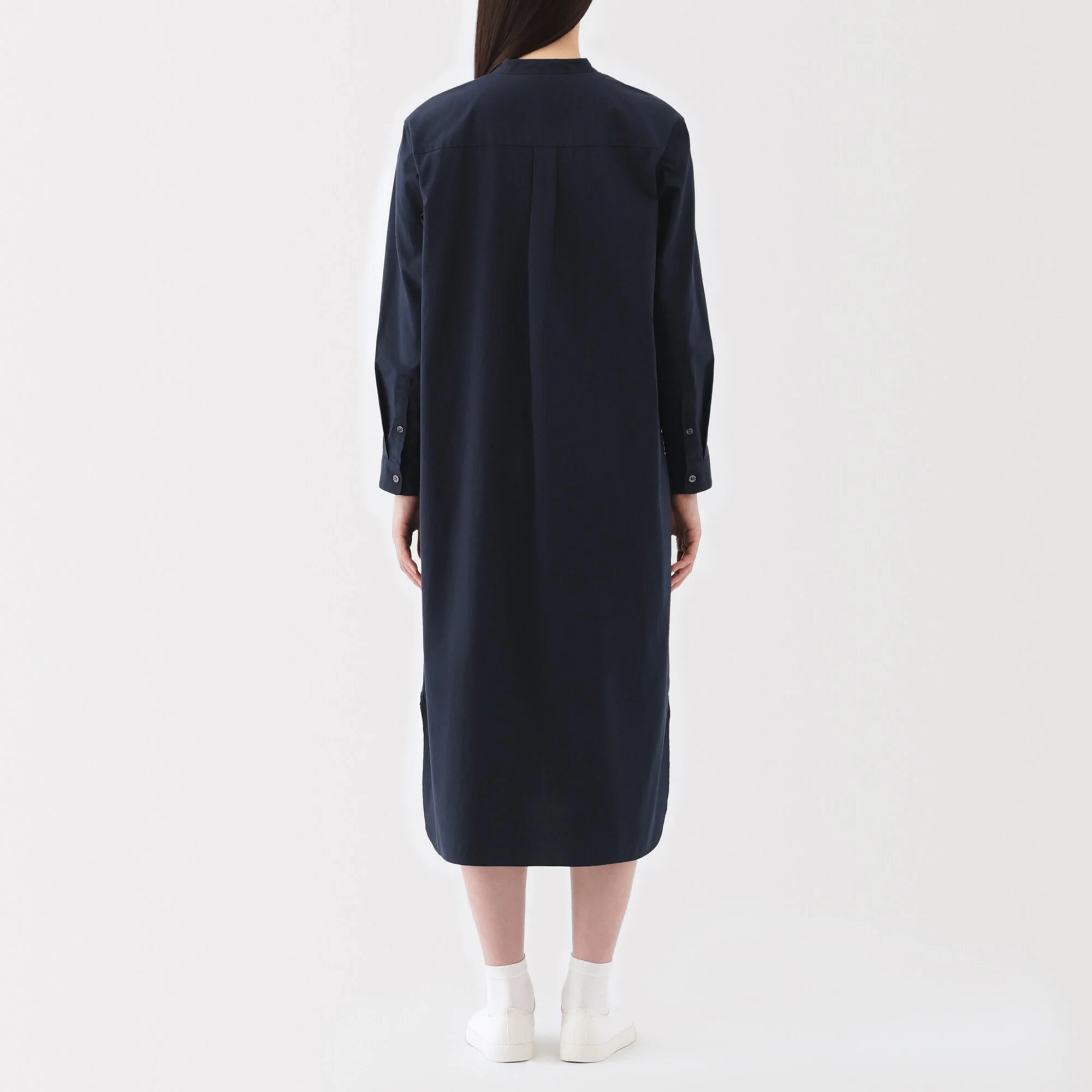 Women's Washed Broadcloth Stand Collar Long-Sleeve Dress - Image 6