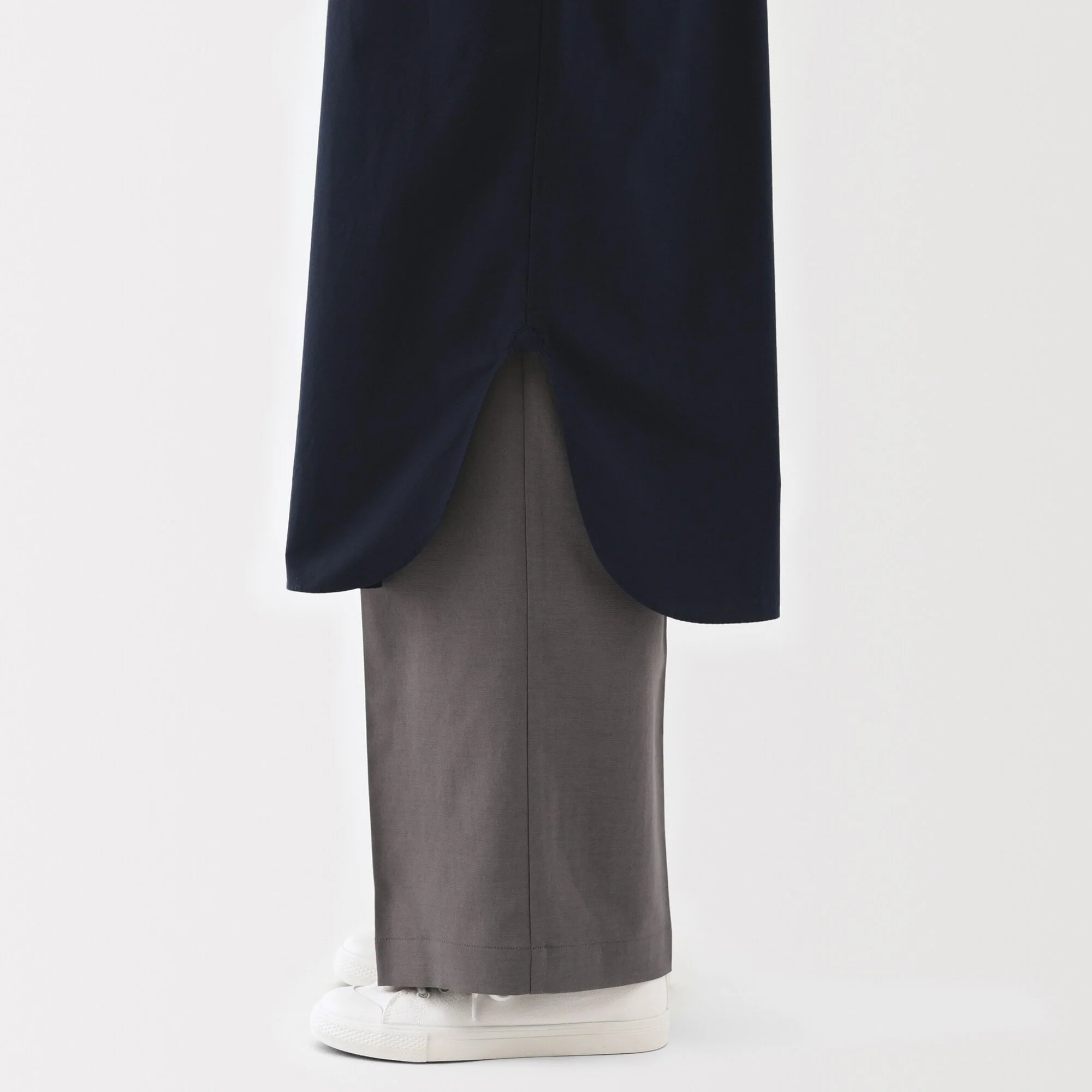 Women's Washed Broadcloth Stand Collar Long-Sleeve Dress - Image 9