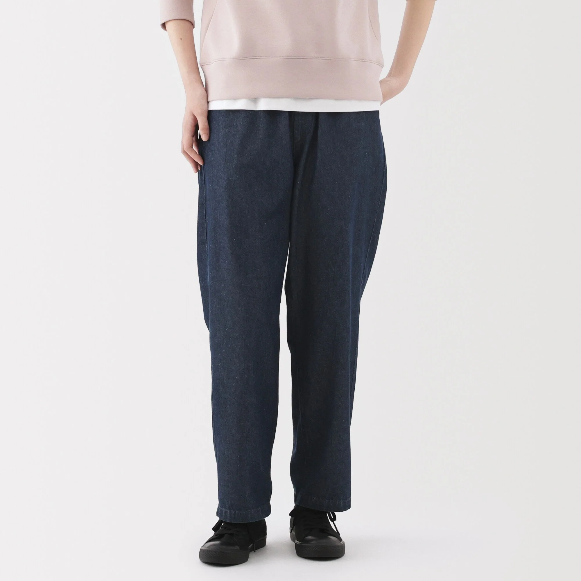 Washed Denim Easy Tapered Pants - Image 12