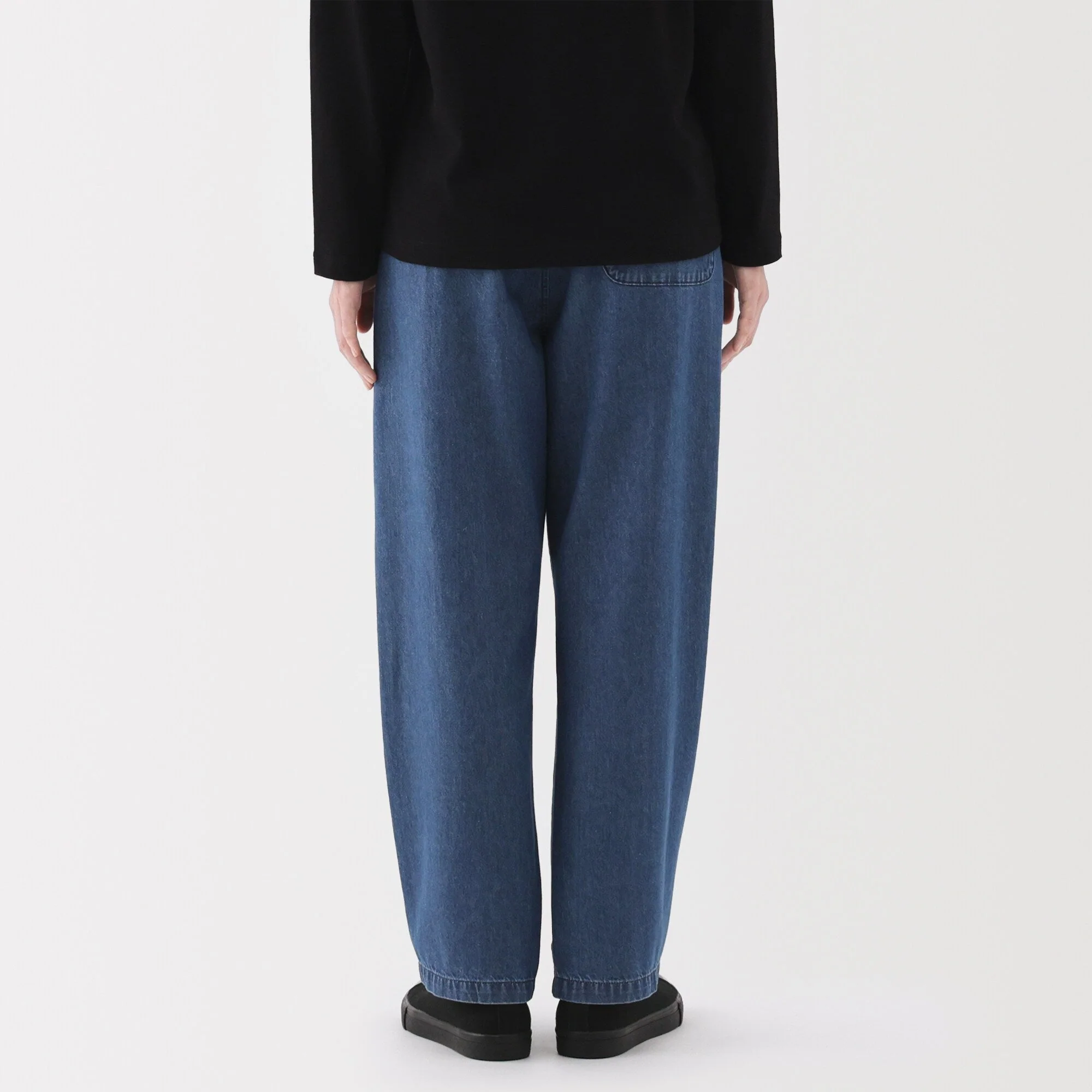 Washed Denim Easy Tapered Pants - Image 6