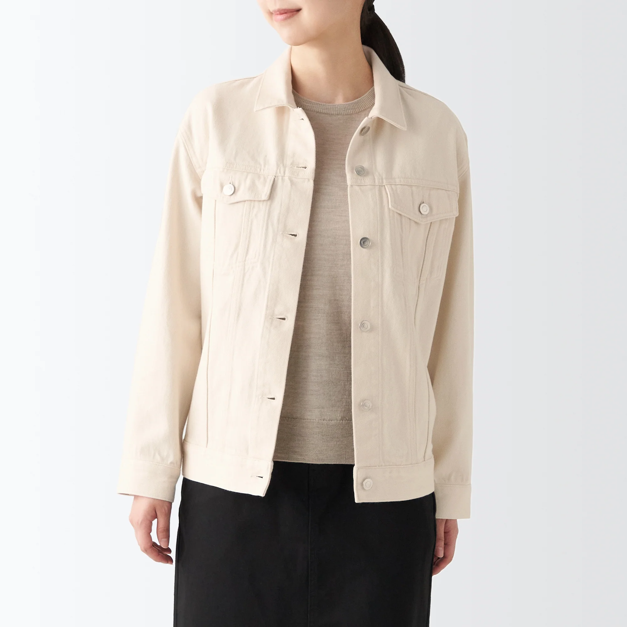 Women's Washed Denim Jacket - Natural - Image 3