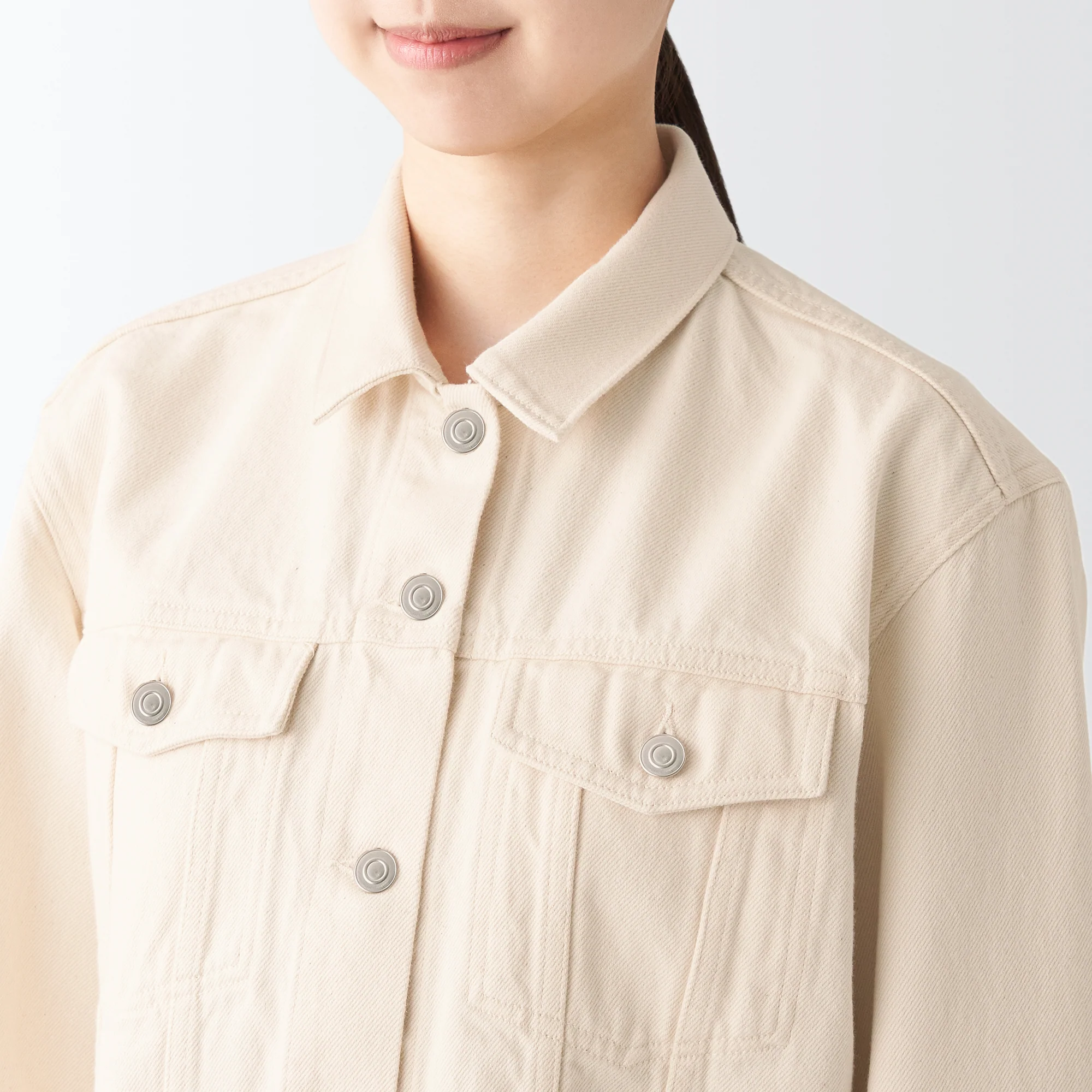 Women's Washed Denim Jacket - Natural - Image 8