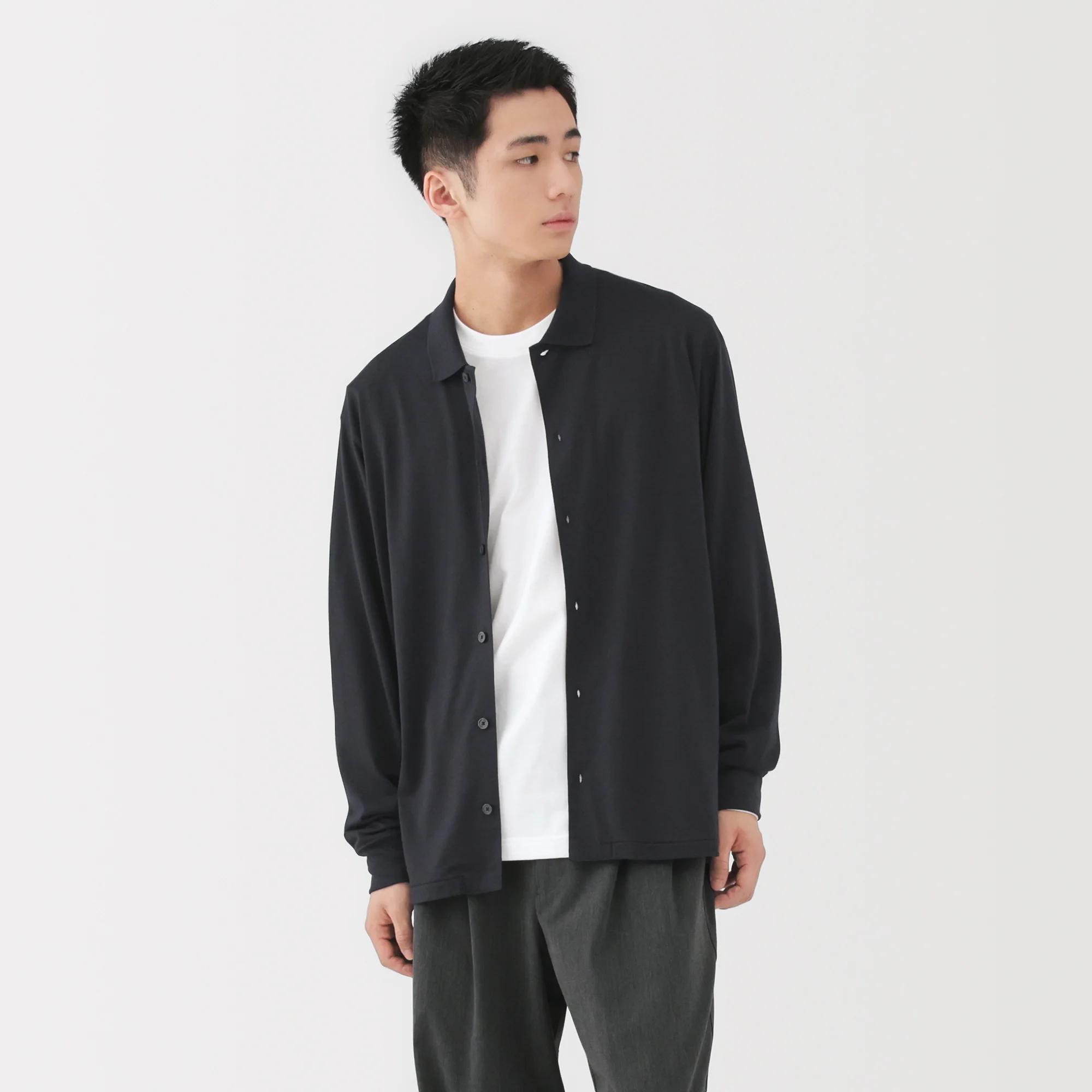 Wool Blend Shirt Cardigan - Image 17