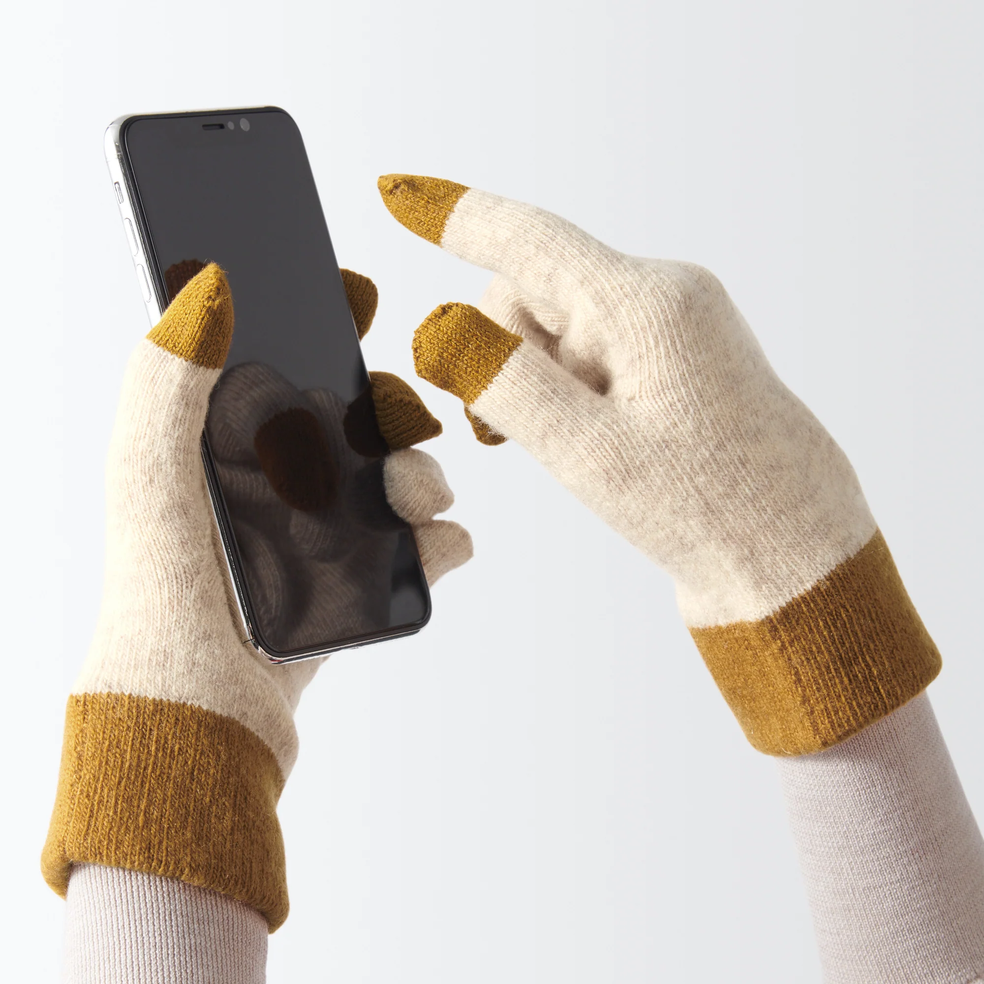 Wool Blend Touchscreen Bicolor Gloves