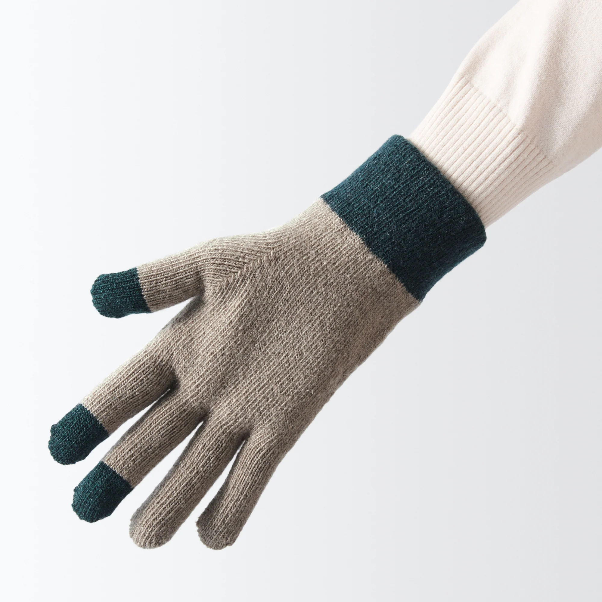Wool Blend Touchscreen Bicolor Gloves - Image 19
