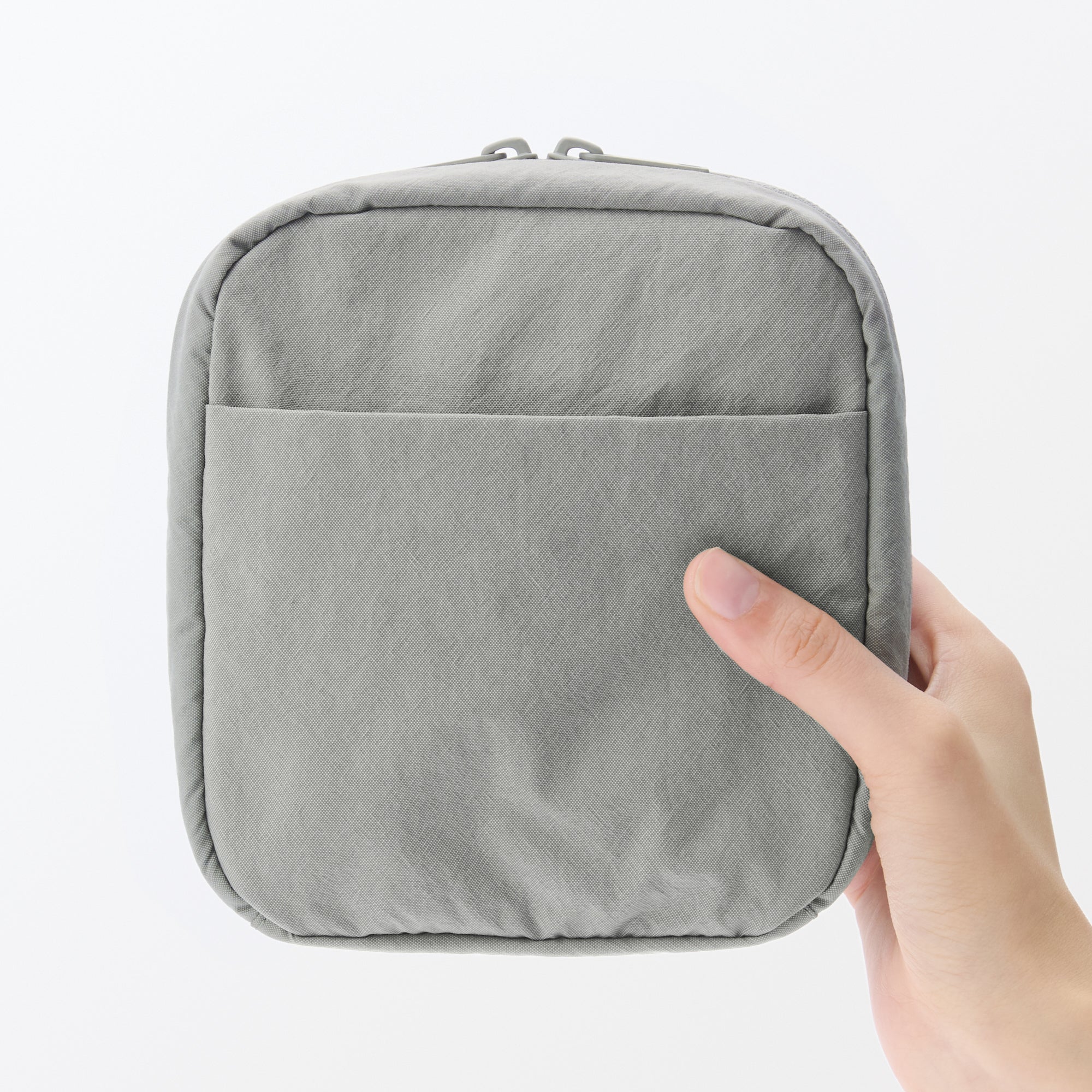 Wrinkled Nylon Wide-Opening Pouch - Square - Image 6